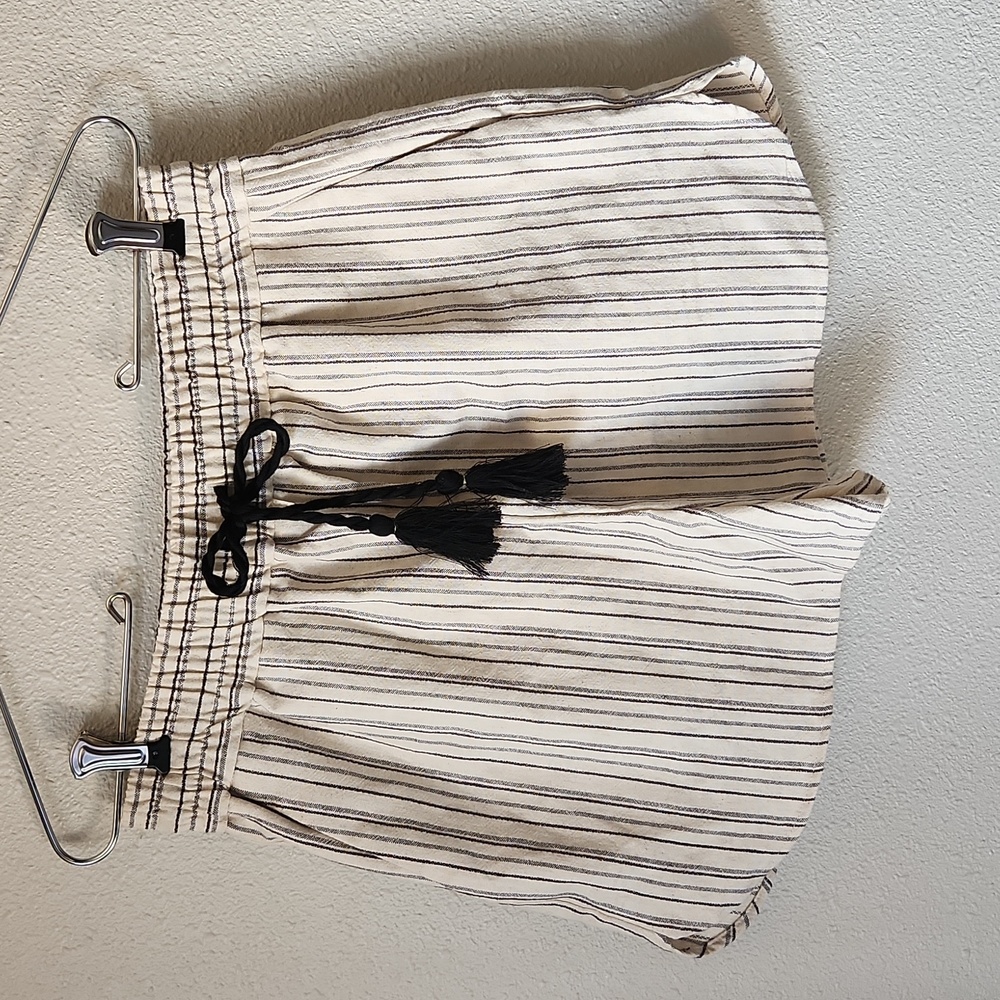 Zara Stripe Shorts with Black Pull Strings Size M NWT